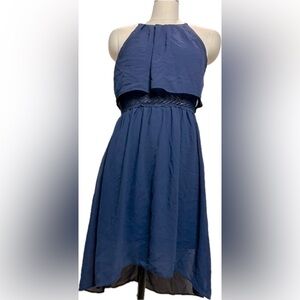 Maurices- Navy high low dress with macrame detailing on the waist. Size 4.